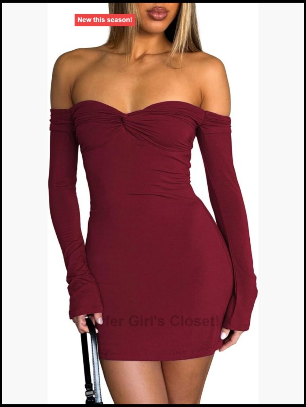 Off Shoulder Bodycon Mini Dress Long Sleeve Backless Ruffle
